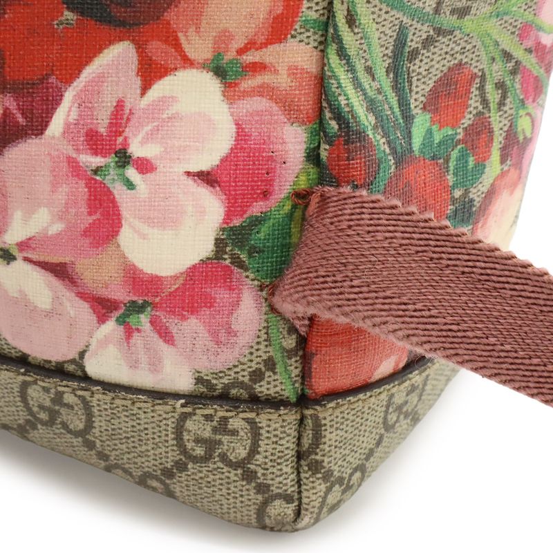 Gucci GG Blooms Supreme Backpack Flower Floral Pattern Beige Pink Multicolor