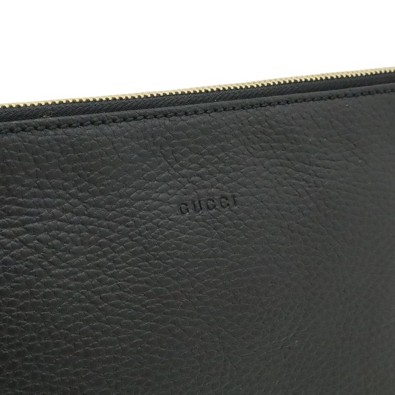 Gucci Bamboo Tassel Clutch Pouch Depth Leather Black
