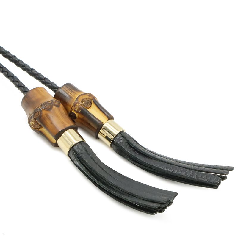 Gucci Bamboo Tassel Clutch Pouch Depth Leather Black