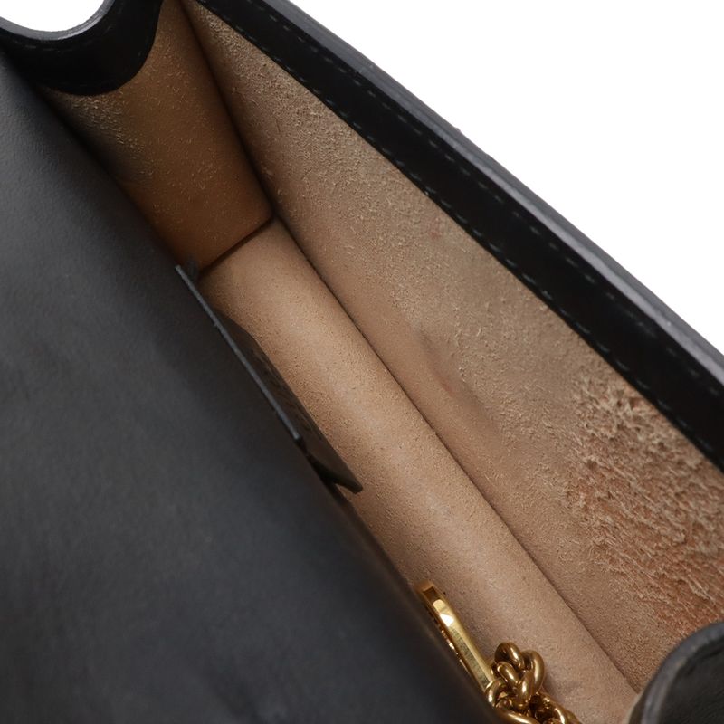 Gucci Sylvie Web Line Mini Chain Shoulder Bag Pochette 2-Way Clutch Leather