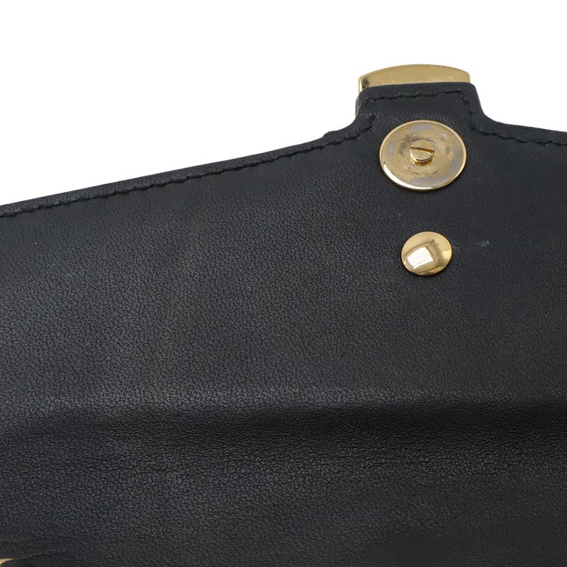 Gucci Sylvie Web Line Mini Chain Shoulder Bag Pochette 2-Way Clutch Leather