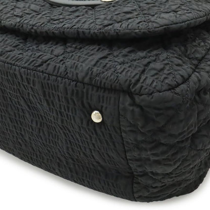 Chanel CC Logo Chain Shoulder Bag Gather Nylon Enamel Black Silver