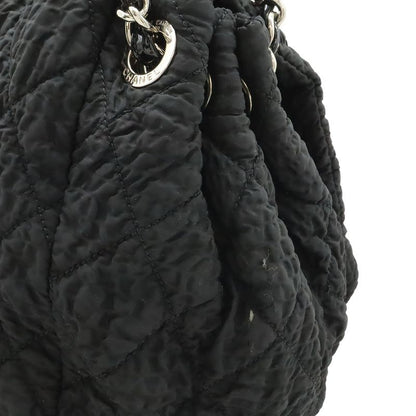 Chanel CC Logo Chain Shoulder Bag Gather Nylon Enamel Black Silver