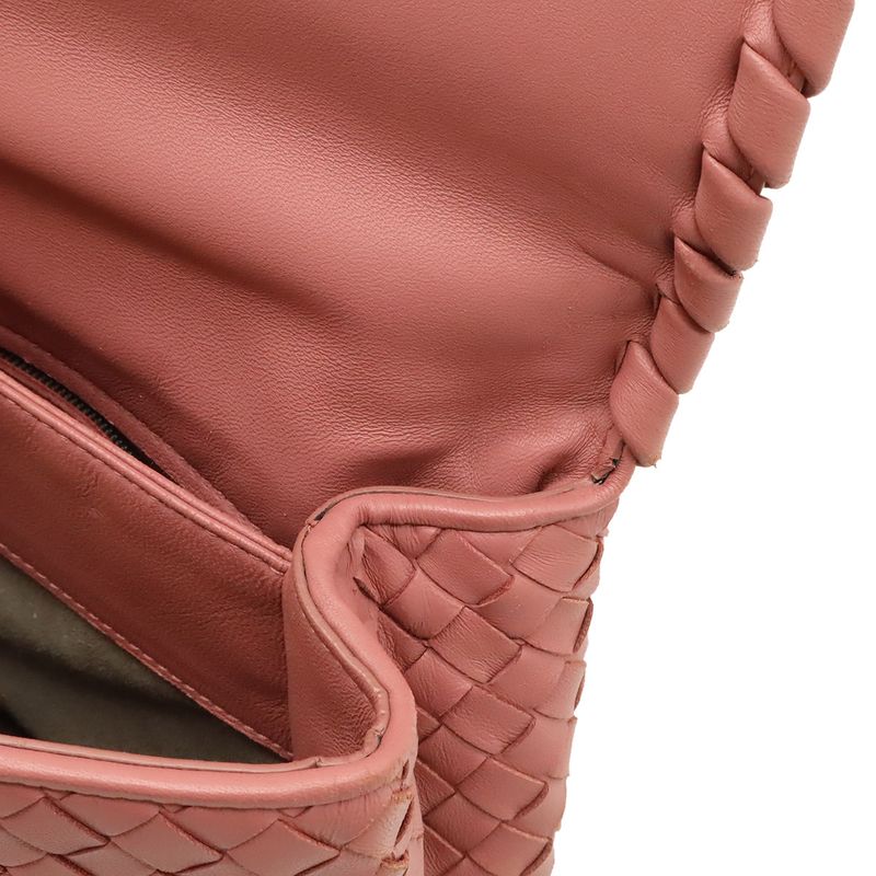 Bottega Veneta Olympia Intrecciato Small Shoulder Bag Chain Leather Pink