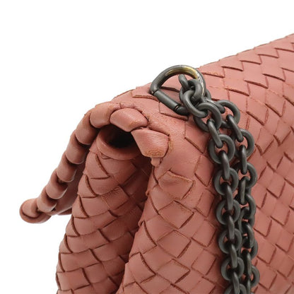 Bottega Veneta Olympia Intrecciato Small Shoulder Bag Chain Leather Pink