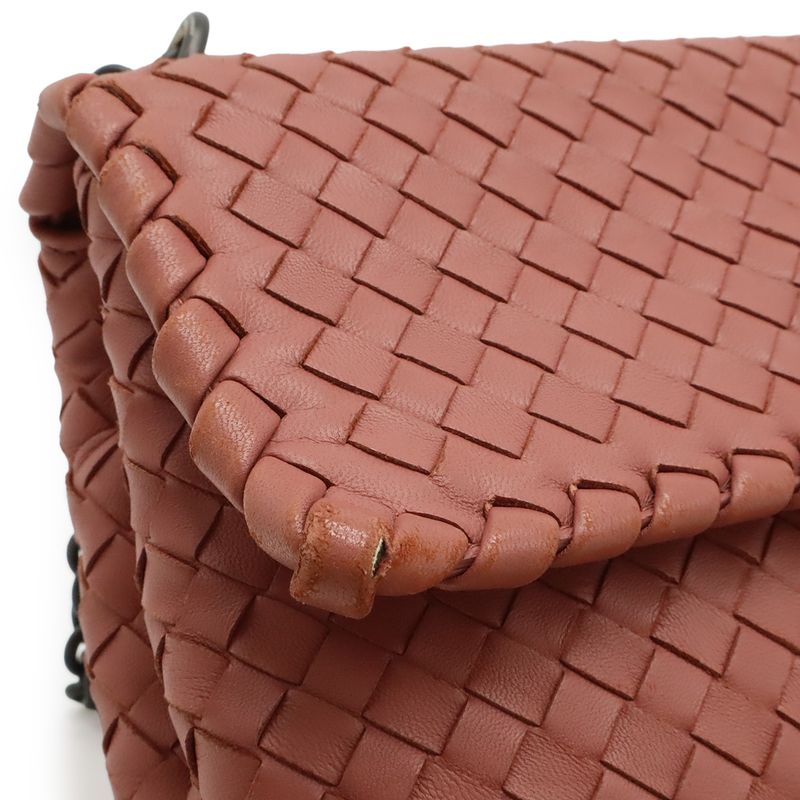 Bottega Veneta Olympia Intrecciato Small Shoulder Bag Chain Leather Pink