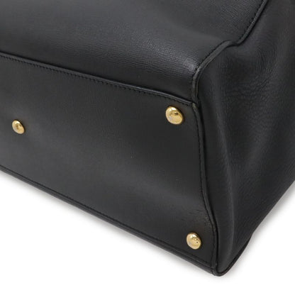 Fendi Tou Jour 2-Way Shoulder Bag Leather Black Gold
