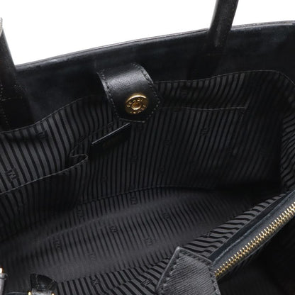 Fendi Tou Jour 2-Way Shoulder Bag Leather Black Gold