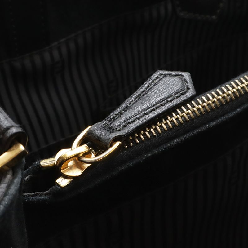 Fendi Tou Jour 2-Way Shoulder Bag Leather Black Gold