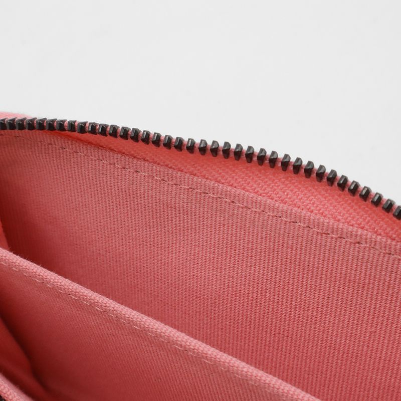 Chanel Quilted CC Logo Classic Zip Coin Purse Zip Around Leather Coral Pink