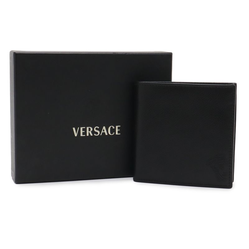 Versace Medusa Emboss Bifold Wallet Leather Nero Black