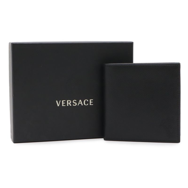 Versace Medusa Emboss Bifold Wallet Leather Nero Black