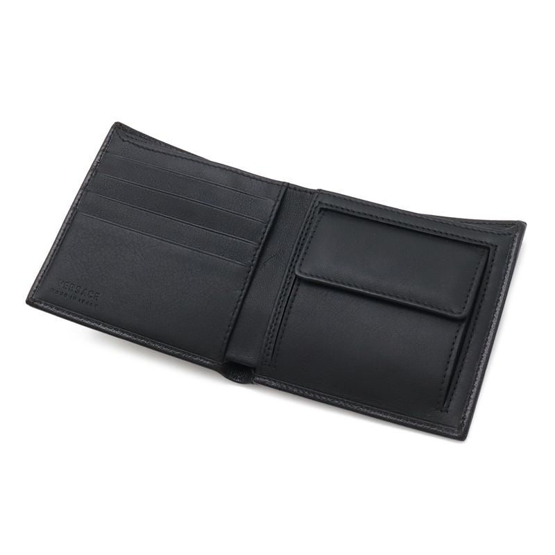Versace Medusa Emboss Bifold Wallet Leather Nero Black