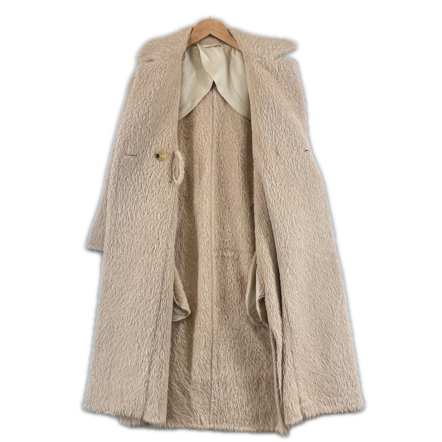 Celine Coat Alpaca Pink Beige Fur Shaggy 34 — view 6