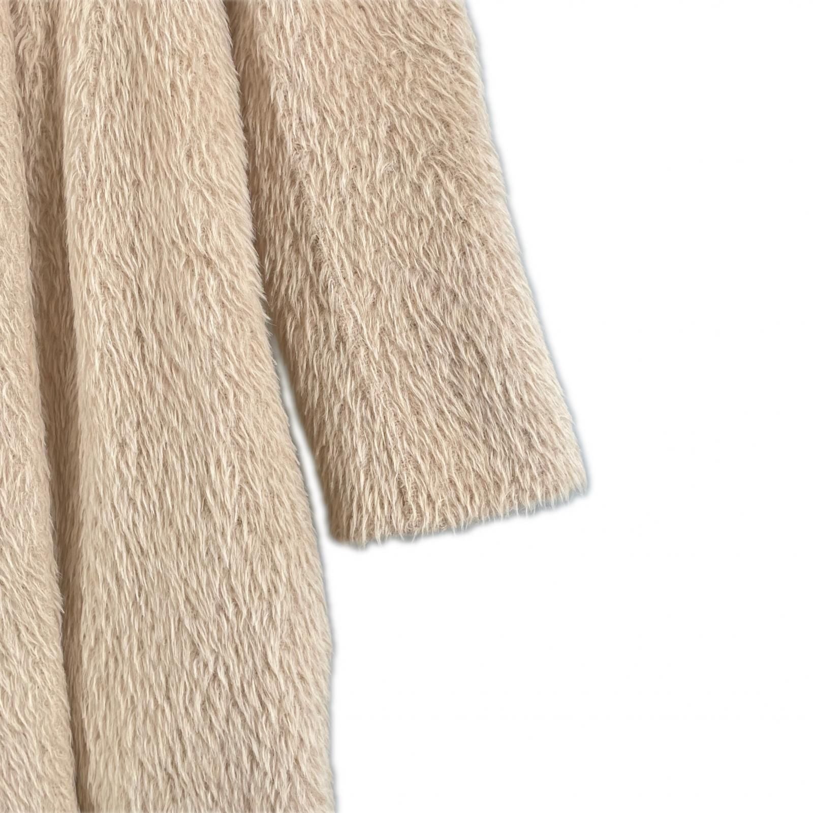 Celine Coat Alpaca Pink Beige Fur Shaggy 34 — view 4