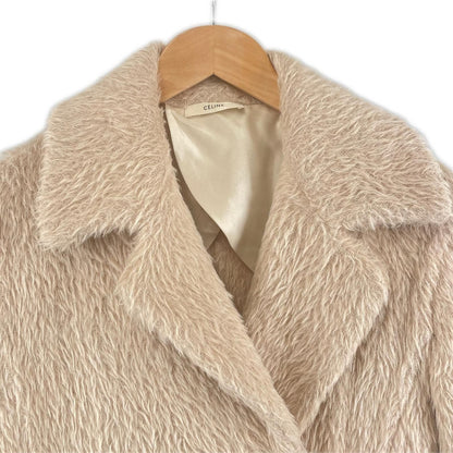 Celine Coat Alpaca Pink Beige Fur Shaggy 34 — view 3