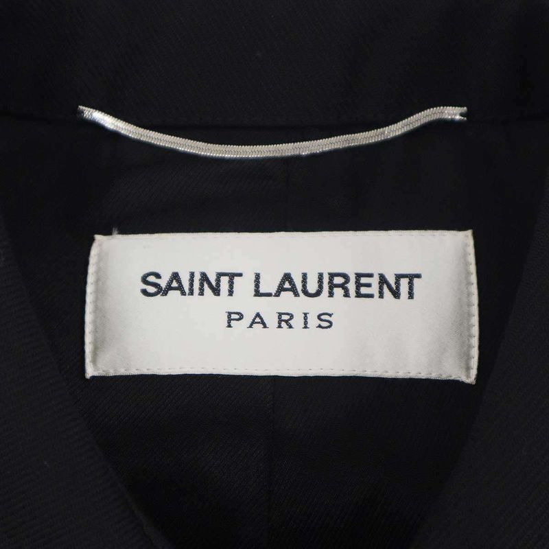 Saint Laurent Paris Wool Polyester Color Coat Black 46