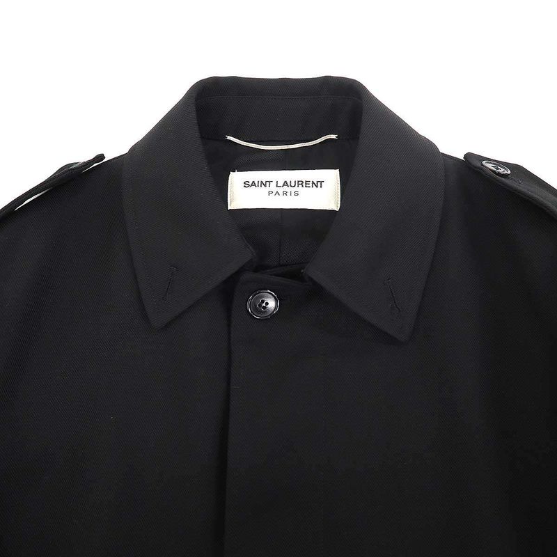Saint Laurent Paris Wool Polyester Color Coat Black 46