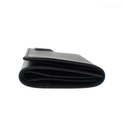Prada Logo Saffiano Leather Compact Wallet Black