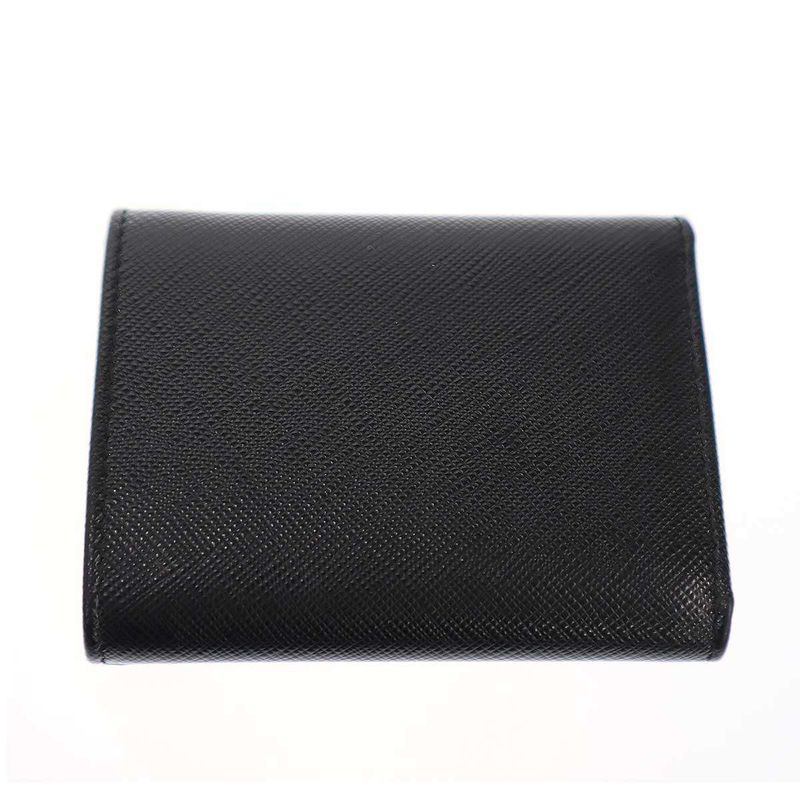 Prada Logo Saffiano Leather Compact Wallet Black