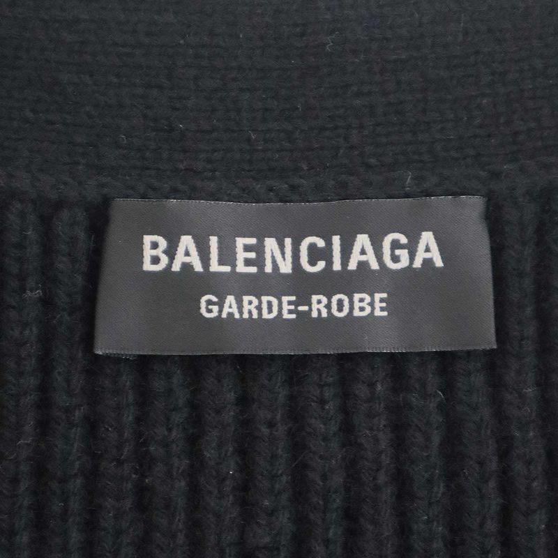 Balenciaga Safety Pin Wool Knit Cardigan Black