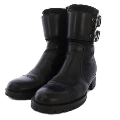 Prada Short Boots Belt Leather 36 Black