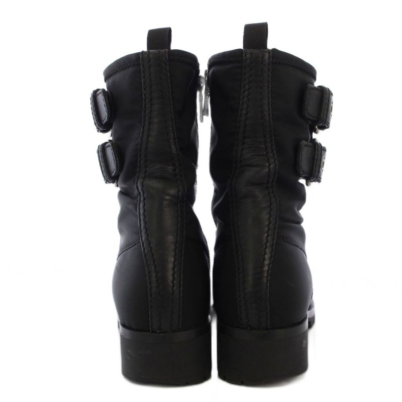 Prada Short Boots Belt Leather 36 Black