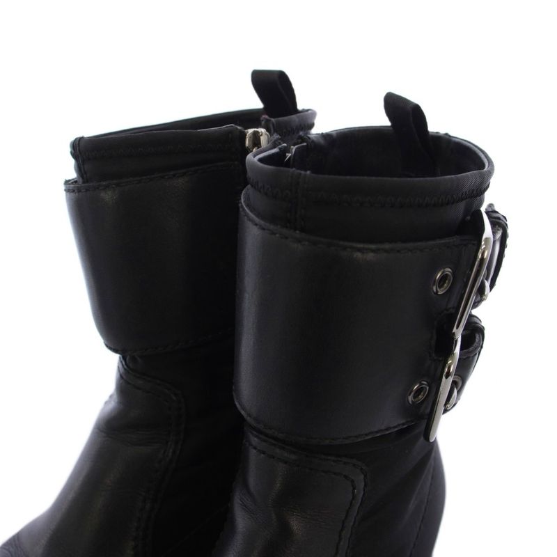 Prada Short Boots Belt Leather 36 Black