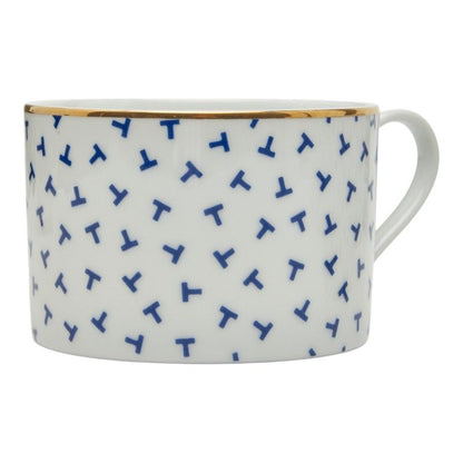 Tiffany & Co Dancing T Cup Saucer Set White Blue Gold Porcelain