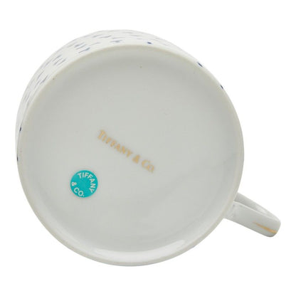 Tiffany & Co Dancing T Cup Saucer Set White Blue Gold Porcelain