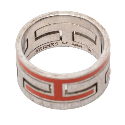 Hermes Moubouche Ring 54 Silver Orange