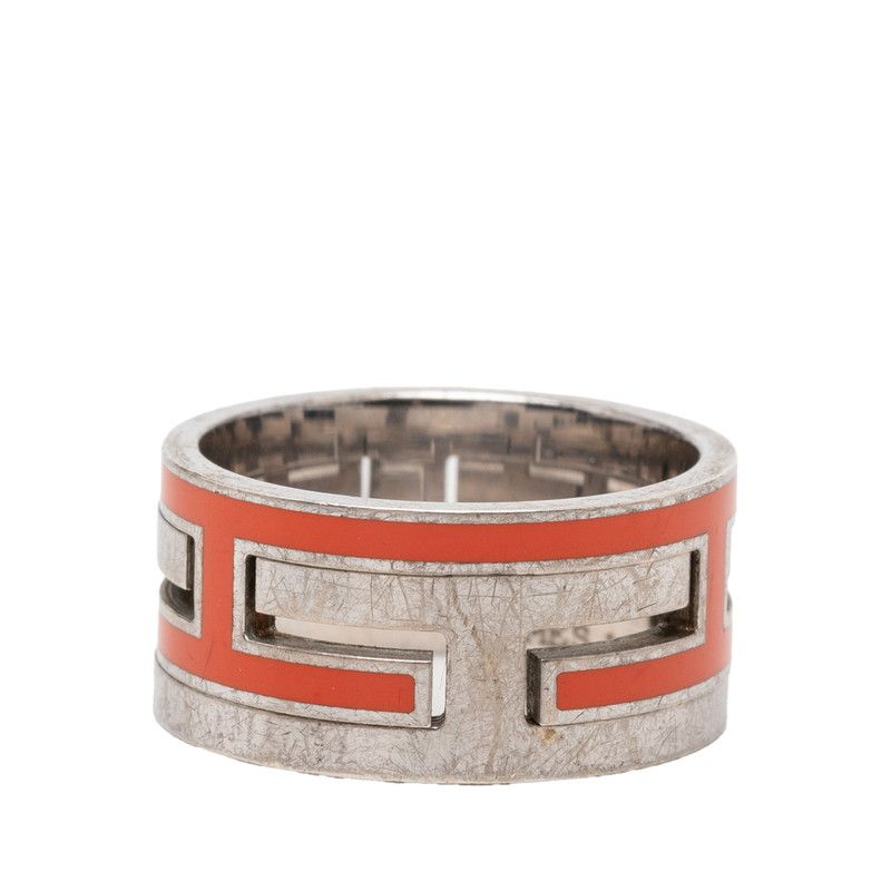 Hermes Moubouche Ring 54 Silver Orange