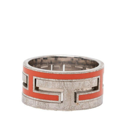 Hermes Moubouche Ring 54 Silver Orange