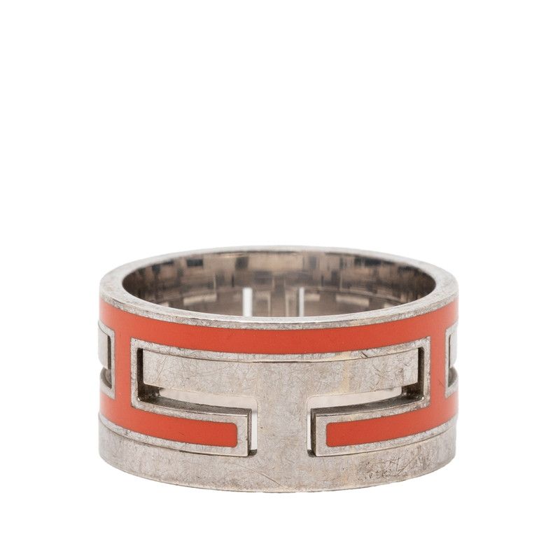 Hermes Moubouche Ring 54 Silver Orange