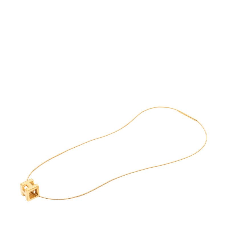 Hermes Cage de Ash Cube Necklace Gold Plated