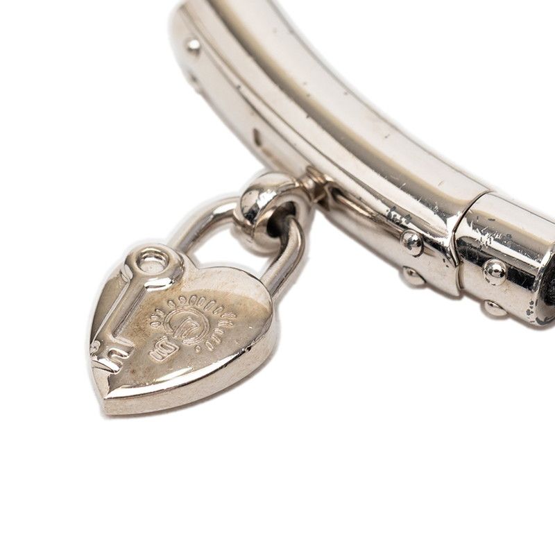 Hermes Viviride Heart Cadena Bracelet Silver Black Metal Leather