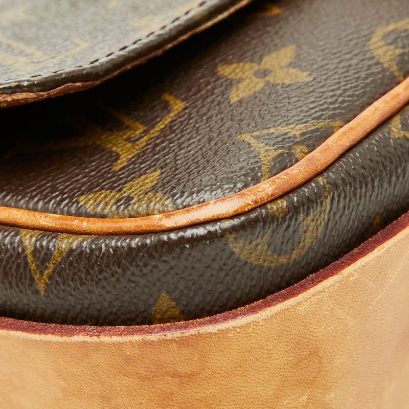 Louis Vuitton Monogram Cartouchiere MM Crossbody Shoulder Bag Brown Leather