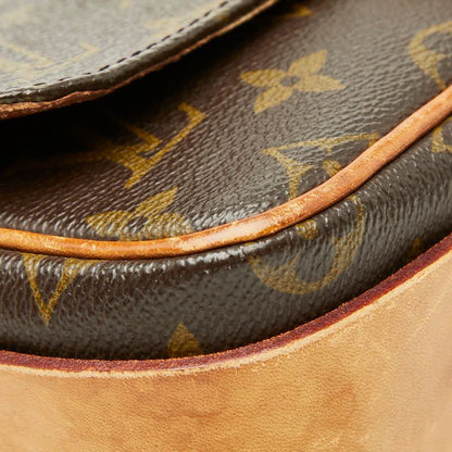 Louis Vuitton Monogram Cartouchiere MM Crossbody Shoulder Bag Brown Leather