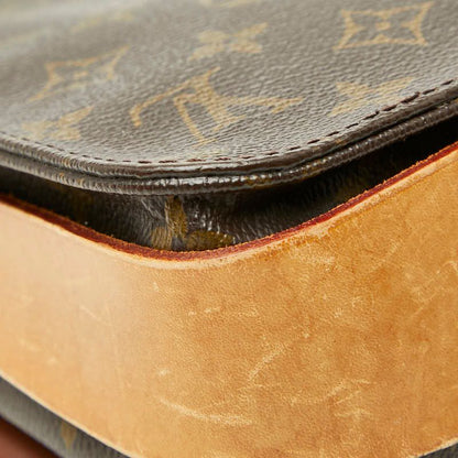 Louis Vuitton Monogram Cartouchiere MM Crossbody Shoulder Bag Brown Leather