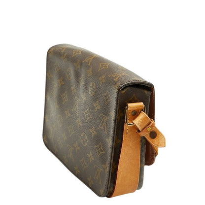 Louis Vuitton Monogram Cartouchiere MM Crossbody Shoulder Bag Brown Leather