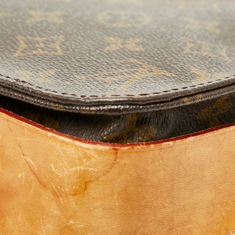 Louis Vuitton Monogram Cartouchiere MM Crossbody Shoulder Bag Brown Leather