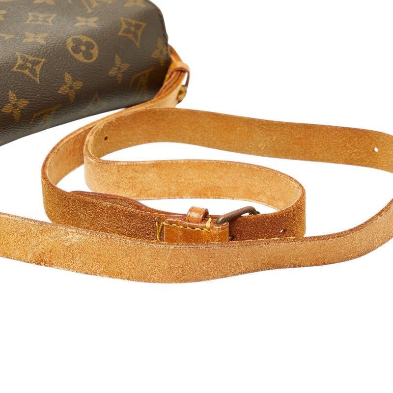 Louis Vuitton Monogram Cartouchiere MM Crossbody Shoulder Bag Brown Leather