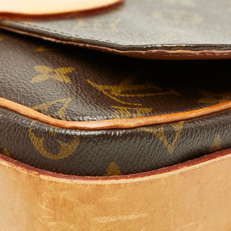 Louis Vuitton Monogram Cartouchiere MM Crossbody Shoulder Bag Brown Leather