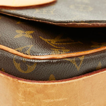 Louis Vuitton Monogram Cartouchiere MM Crossbody Shoulder Bag Brown Leather