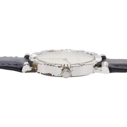 Tiffany & Co Atlas Watch Silver Black Leather