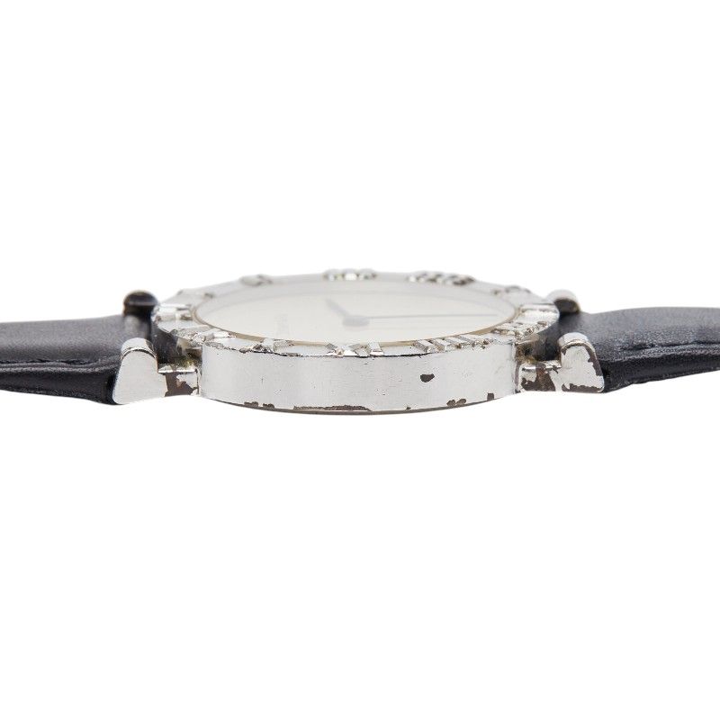 Tiffany & Co Atlas Watch Silver Black Leather