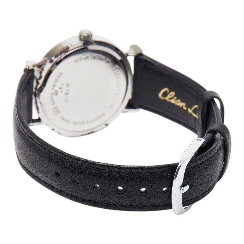 Tiffany & Co Atlas Watch Silver Black Leather