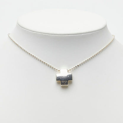 Tiffany & Co Roman Cross Ball Chain Pendant Necklace Silver