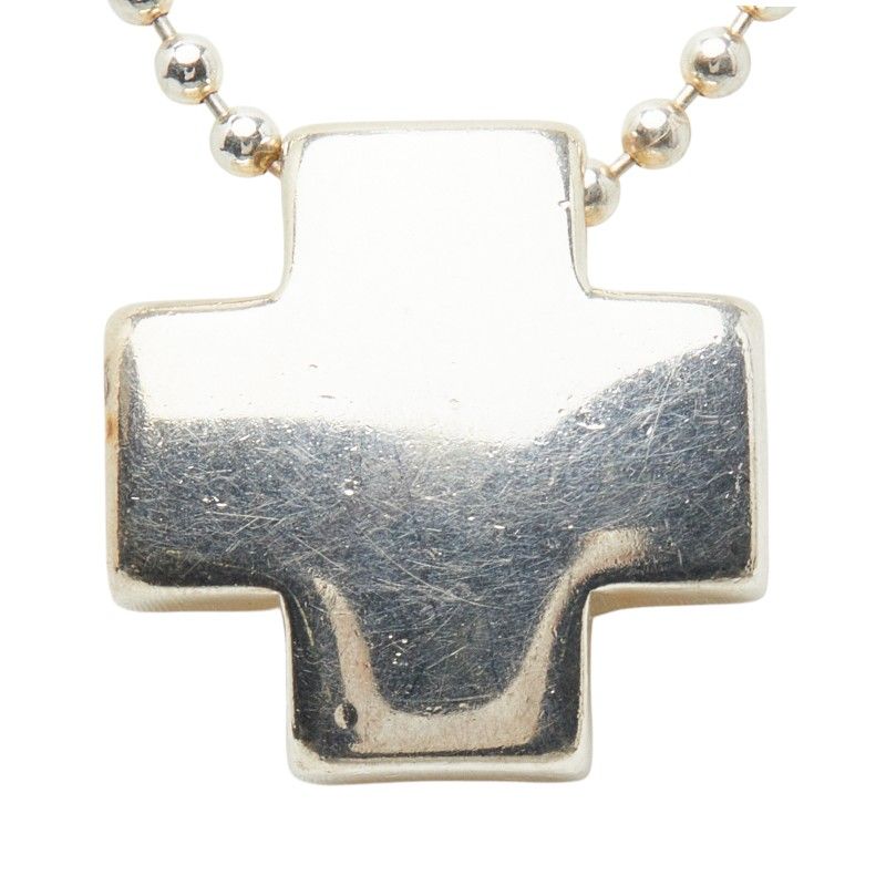 Tiffany & Co Roman Cross Ball Chain Pendant Necklace Silver