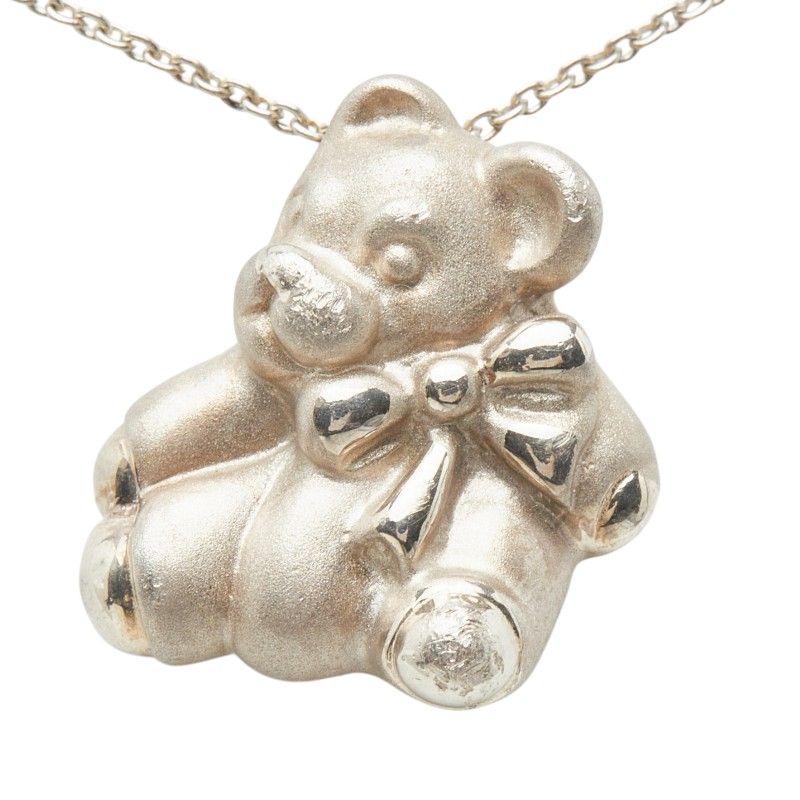 Tiffany & Co Bear Teddy Pendant Necklace Silver